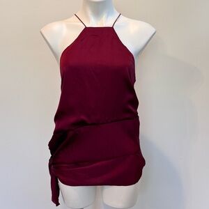 NEW Banana Republic X Olivia Palermo Medium Satin Bias Cut Burgundy Halter Top